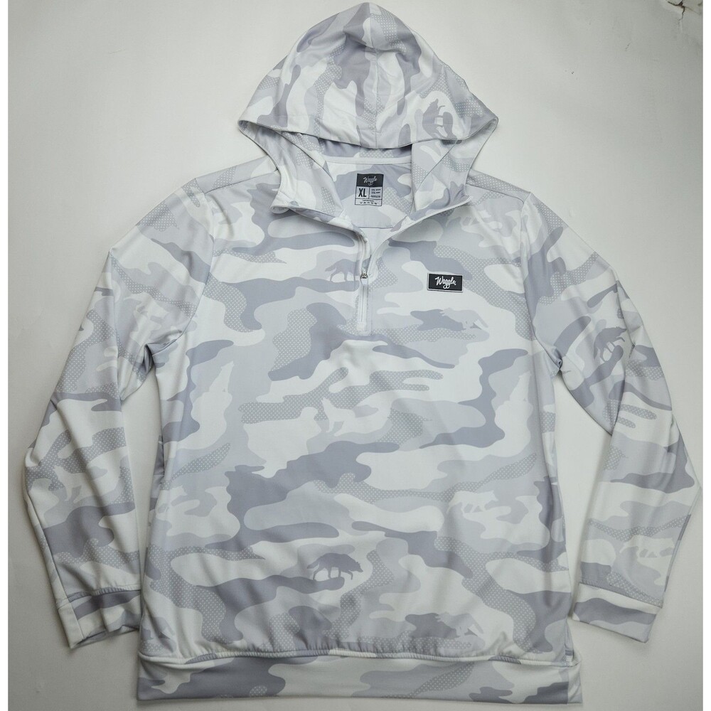 XL Waggle Pullover White Gray Golf Camo 1/4 Zip Hoodie Jacket Bear